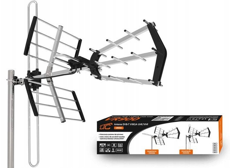 Надворешна антена Strong 4K, DVB-T2, LTE филтер, 80 km, црна