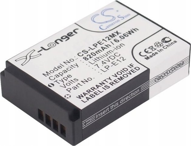 Bateri për aparat fotografik Cameron Sino CS-LPE12MX, 820mAh, Li-ion, e zezë
