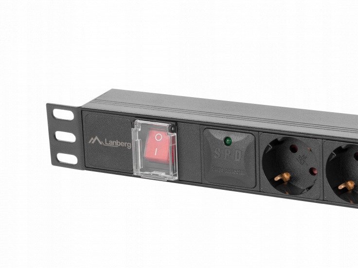 Prizë rryme rack Lanberg PDU, 6x Schuko, 19", 2m, e zezë