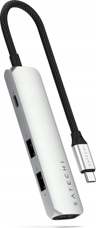 Adapter USB C Satechi 4 in 1 Slim Multiport, 4K, karikim, gri
