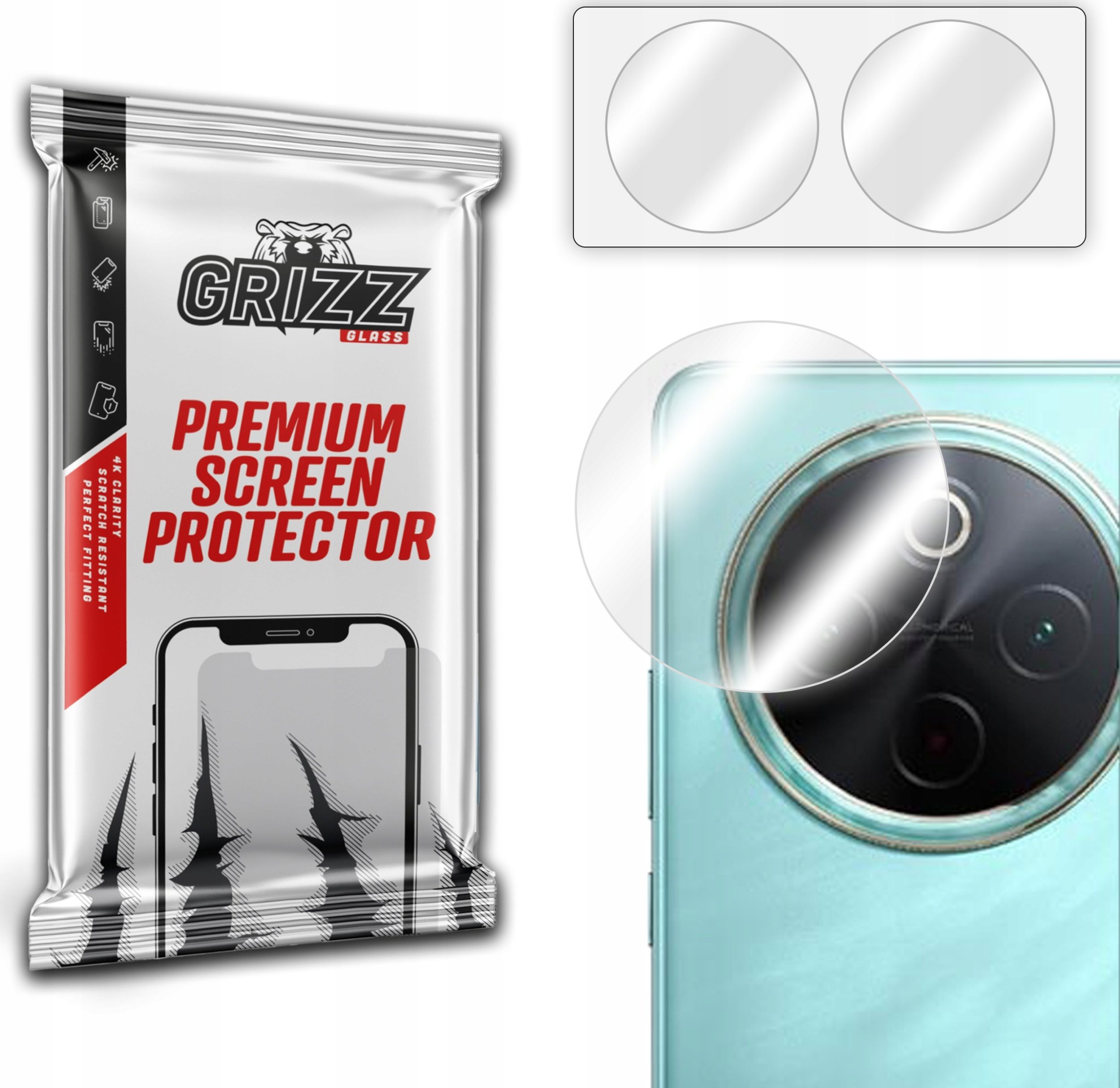 Qelq mbrojtës kamerë 2 copë për Vivo Y300 Pro, hibrid, transparent