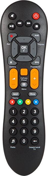 Pilot Cyfrowy Polsat HD7000 HD6000 HD5500 HD2000, telekomandë zëvendësuese, ergonomik, i zi