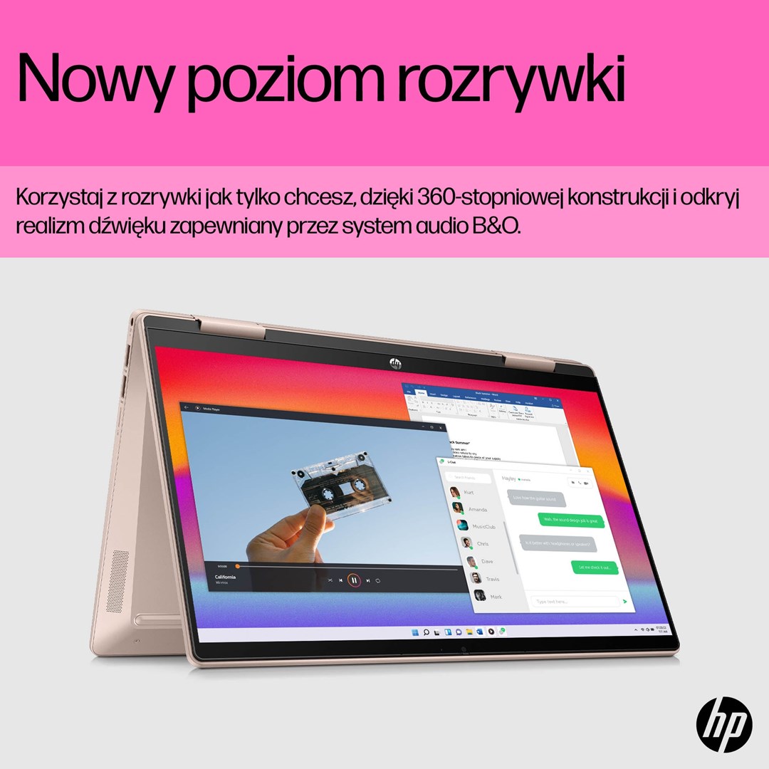 Лаптоп HP Pavilion x360, 14", Intel i5-1235U, 16 GB RAM, 512 GB SSD, црн