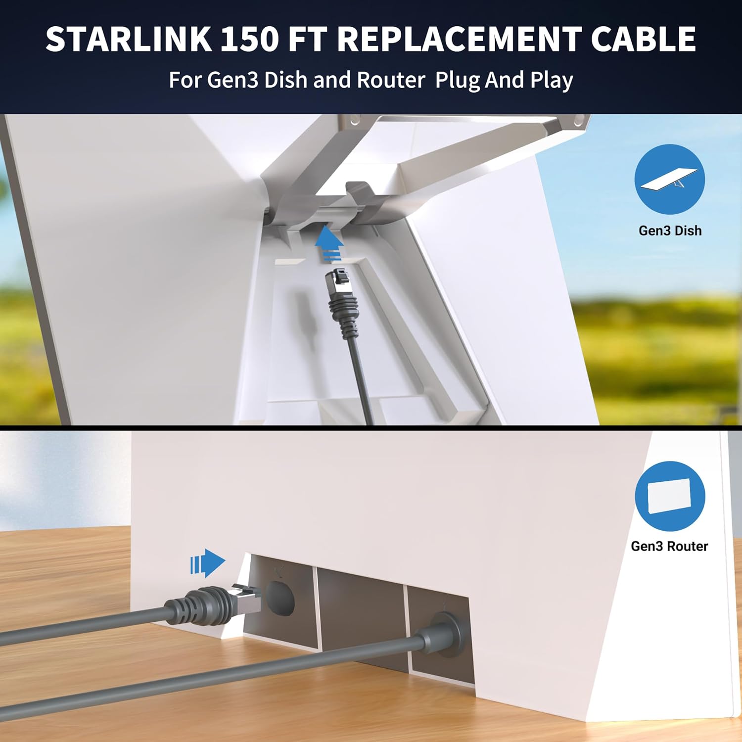 Kabllo për Starlink Lucmo Gen 3 Standard Generation 3, 46m, i zi