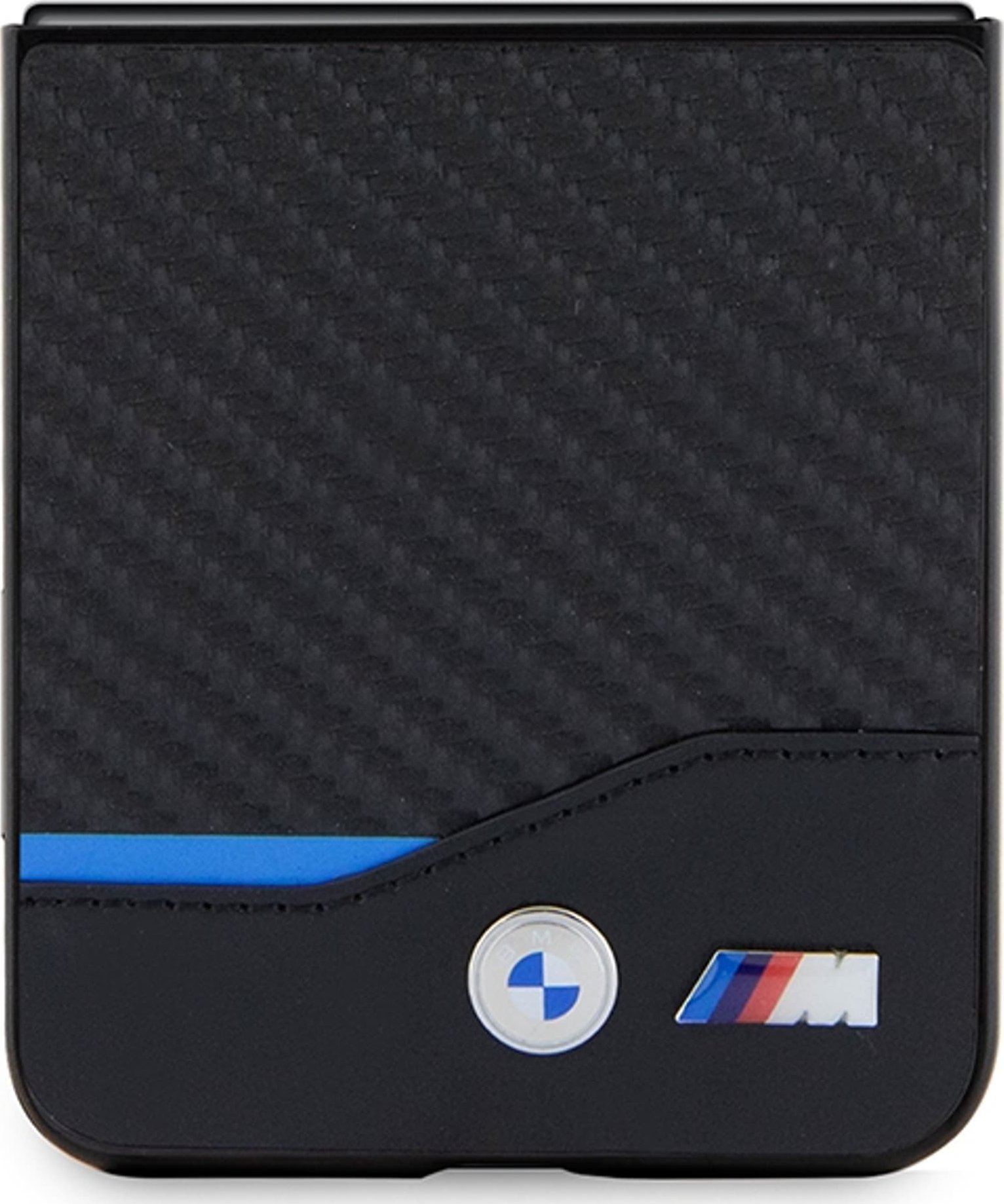 Mbulesë BMW BMHCZF522NBCK për Samsung Galaxy Z Flip5, lëkurë karbon, e zezë