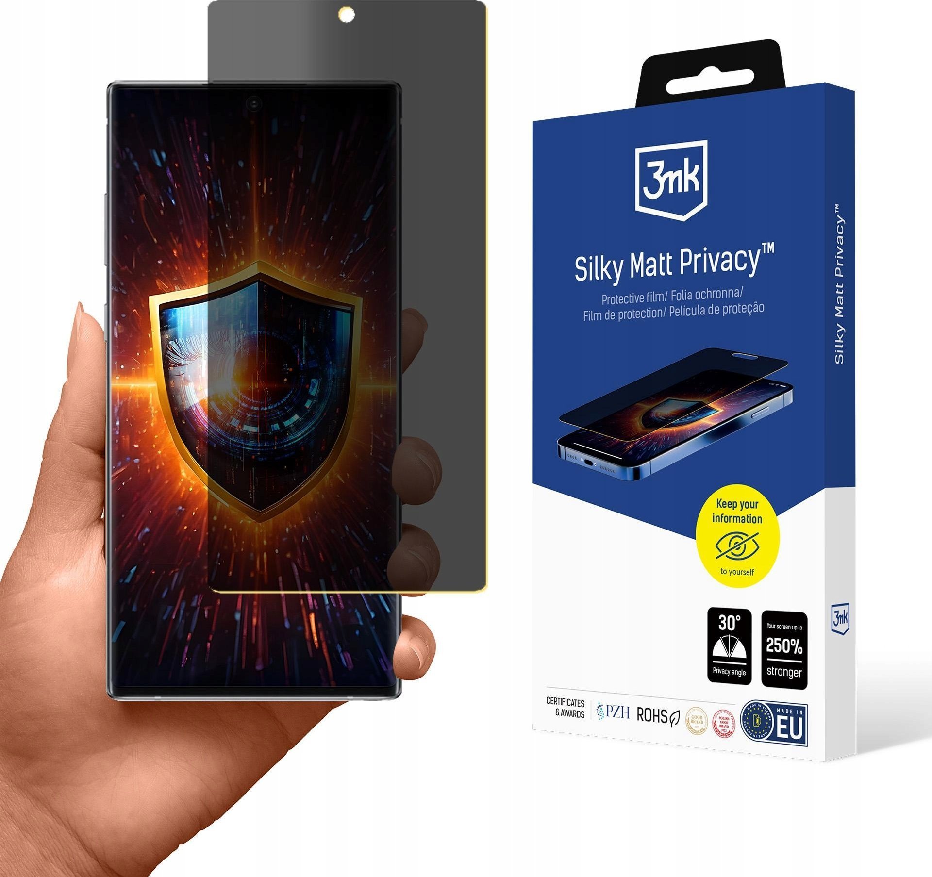 Mbështjellës ekrani 3MK Silky Matt Privacy për Samsung Galaxy Note 10 Plus, filtër privatësie, sipërfaqe mat