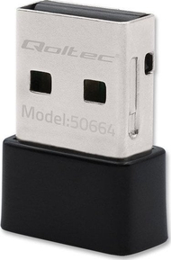 Kartë rrjeti Wi‑Fi Qoltec mini USB AC, 650Mbps, e zezë