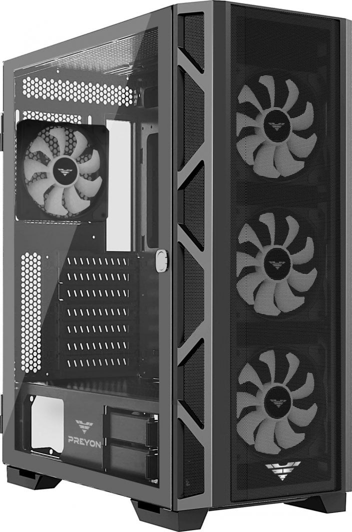 Куќиште за компјутер PREYON Nest Meshy+ (PRENMP04B), црна боја