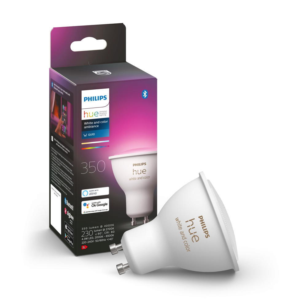 Spote LED inteligjent Philips Hue White and Colour Ambience, GU10, Bluetooth, i bardhë
