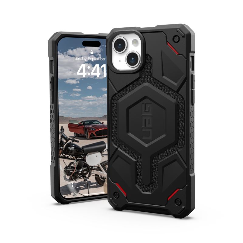 Местообвивка UAG Monarch Pro Kevlar за iPhone 15 Plus, 6.7\", со MagSafe, црна