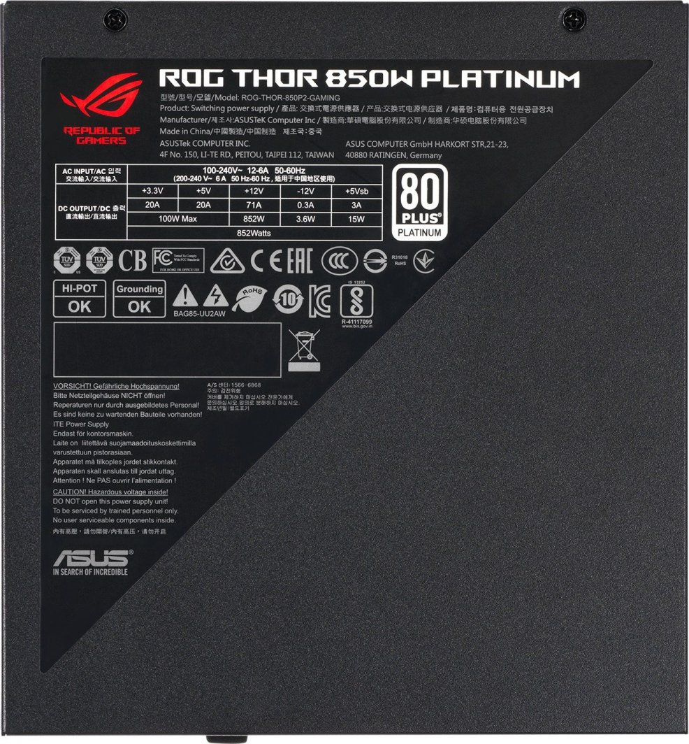 Burim energjie Asus ROG Thor Platinum II 90YE00L2-B0NA00 ATX, 850W