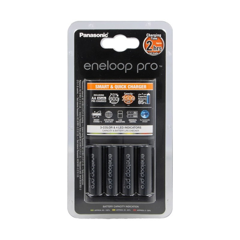 Panasonic Eneloop Pro Charger (2h) + 4 Batteries