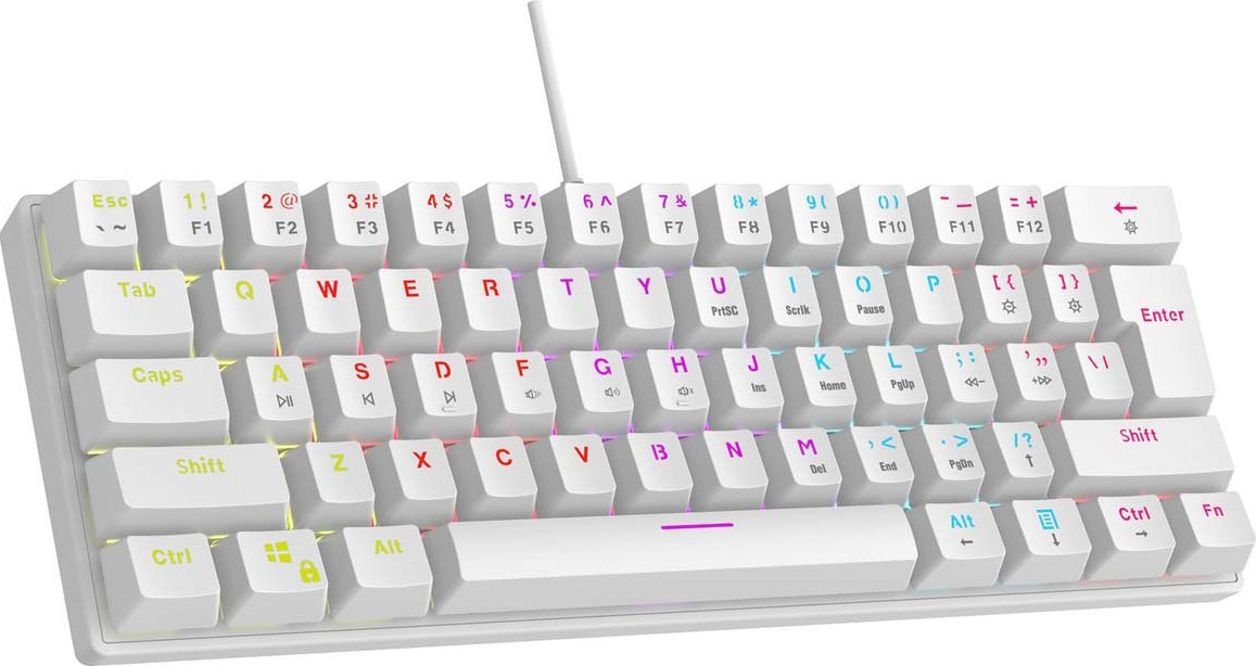 Tastierë mekanike gaming Rampage Plower K60, 60%, LED, e bardhë