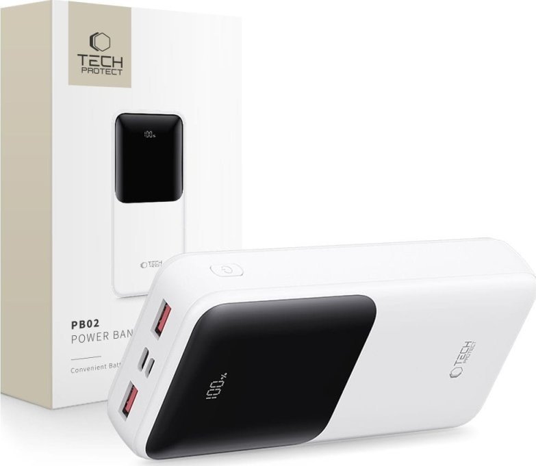 Powerbank Tech-Protect PB02, 20000mAh, 22.5W, i bardhë