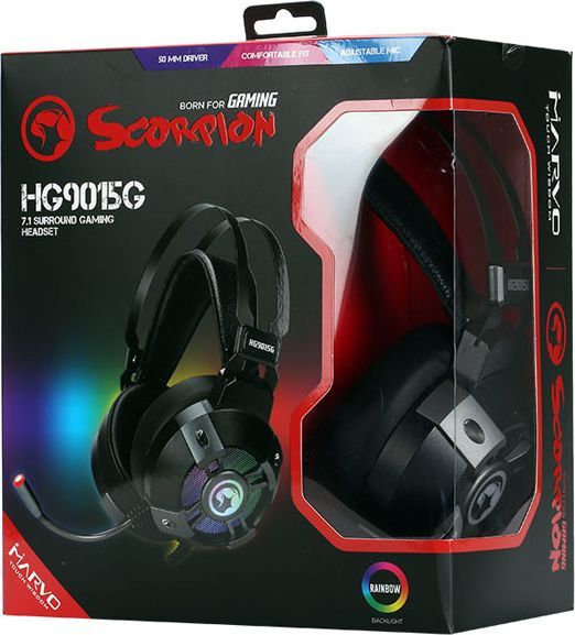 Kufje Marvo HG9015G, LED shumëngjyrësh, të zeza