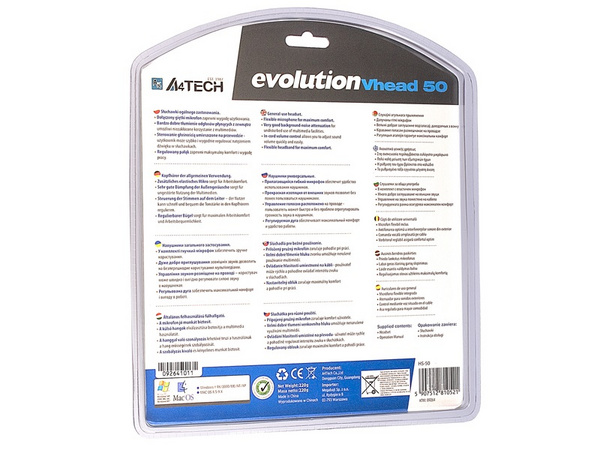 Kufje A4 Tech EVO Vhead 50, me kabllo, të zeza